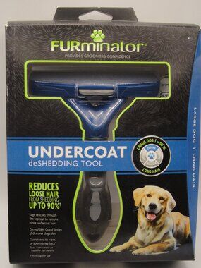 FURminator Undercoat Deshedding Tool for Large Dogs 50lbs & Up with Long Hair